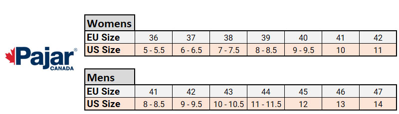 Pajar Boots Size Chart